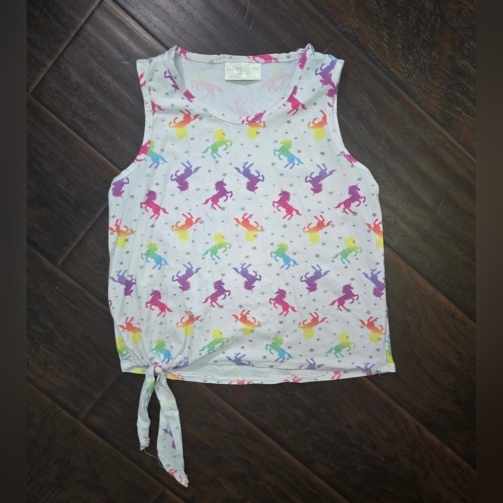 Bobbie Brooks Girls Unicorn Tie Front Stretchy Tank Top Large